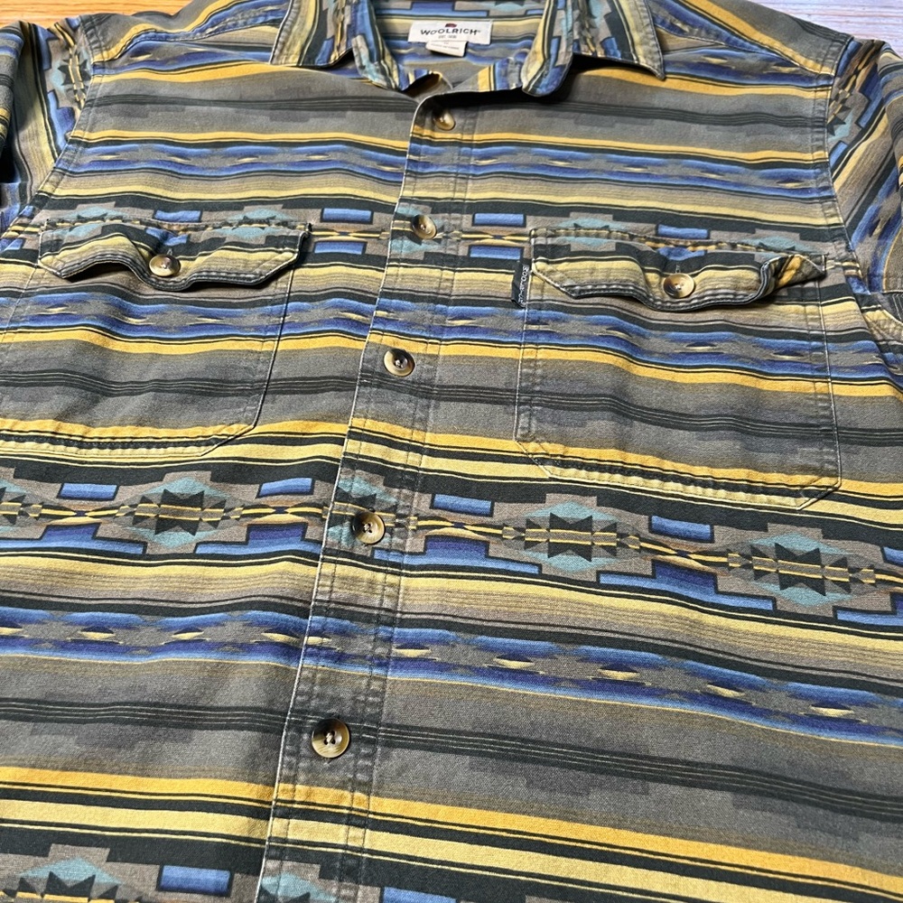 Men's Aztec Pattern Button-Up Woolrich Flannel - image 2